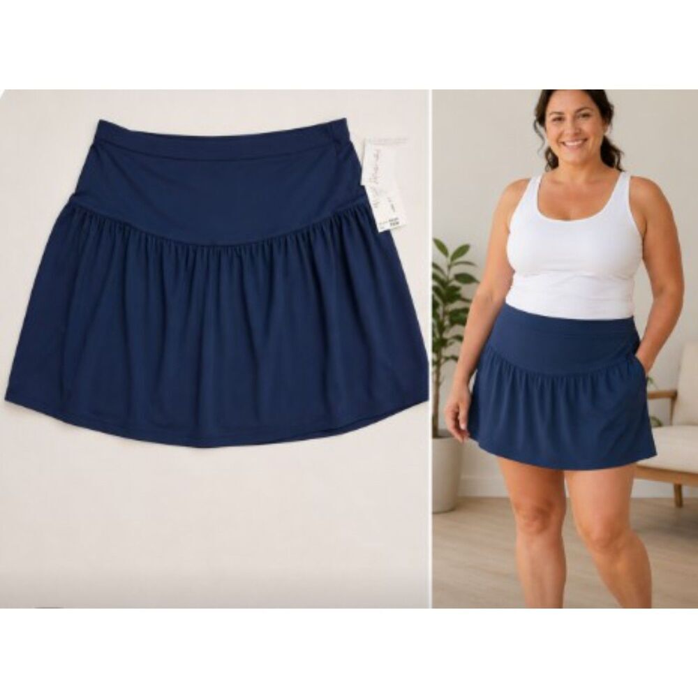 Raisins Curve Women Blue Trendy Bravo Tummy-Control Swim Skirt Size 14w Ret $72